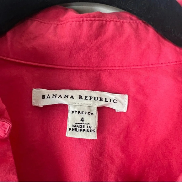 Banana Republic pink button down midi shirt dress sz 4 collar preppy barbiecore - Picture 3 of 7